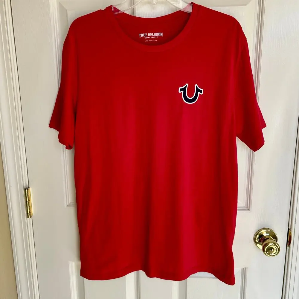 NWOT True Religion Men's Buddha and Velour Logo Short Sleeve Tee Men's Large